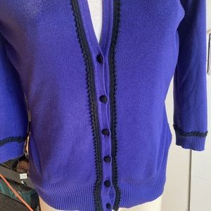 “Red” brand Size M Purple Button Up Sweater Black Trim